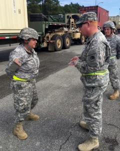 SSG Kimble is presented a Challenge Coin.