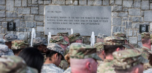Attendees, including service members, family, and friends, pay tribute to the fallen at the Freedom Calls Memorial. Georgia State Defense Force photo by Spc. Collom | Released